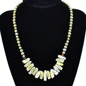 Opalescent Chyrospace Peridot Opal Green Stone Bead Handmade OOAK Necklace